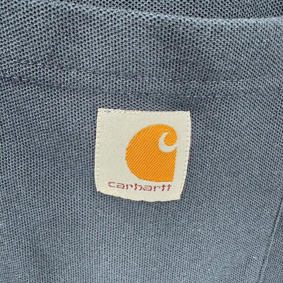 Carhartt Mens Original Fit Polo Shirt Size M Navy Blue Cotton/Polyester Blend - Picture 4 of 7